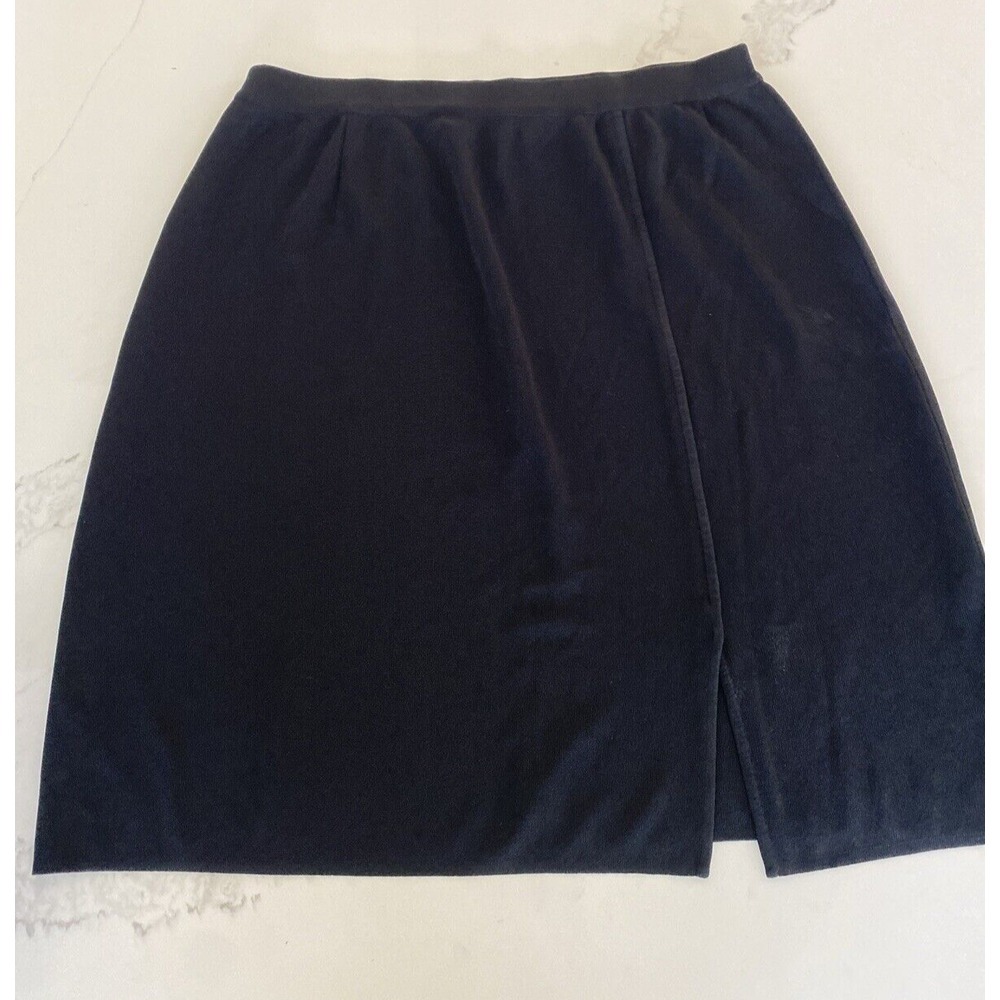 Exclusively Misook Skirt‎ Black Pencil Straight Pull On Stretch Knitted Slit